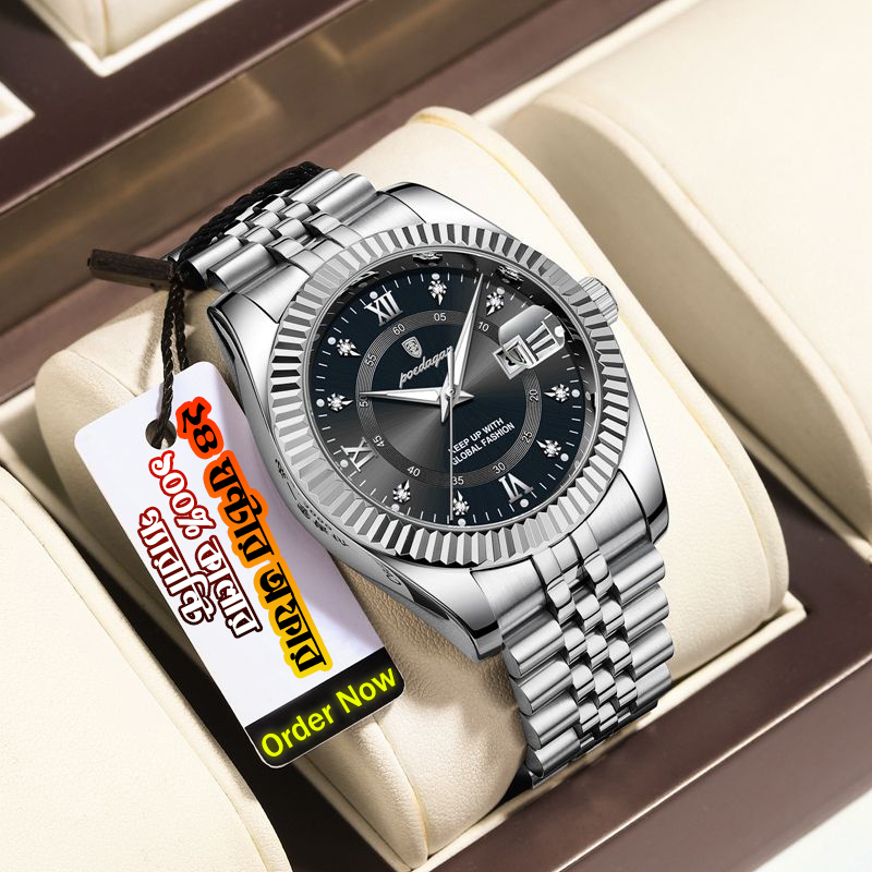Silver+Black🕰️ POEDAGAR 910 – আভিজাত্যের প্রতিটি মুহূর্তে আপনার সঙ্গী